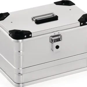ALUMINIUM BOX L432XB335XH277MM 29 L MET KLAPDEKSEL EN STAPELHOEKEN
