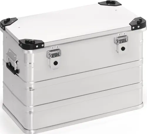 ALUMINIUM BOX L582XB385XH410MM 76 L MET KLAPDEKSEL EN STAPELHOEKEN