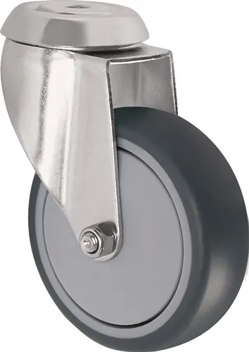 ZWENKWIEL WIEL D. 75MM DRAAGVERMOGEN 75KG MET ACHTERGAT KOGELLAGER RUBBER GRIJ