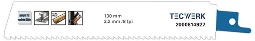 RECIPROZAAGBLAD LENGTE 150 MM BREEDTE 25 MM TANDVERDELING TPI 8 3,2 MM KAART A 1