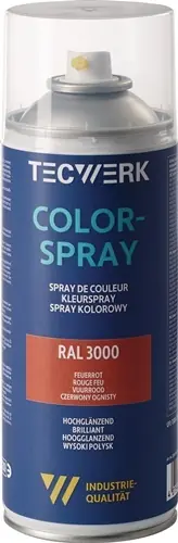 KLEURSPRAY VUURROOD HOOGGLANZEND RAL 3000 400 ML SPUITBUS TECWERK