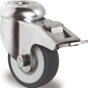 ZWENKWIEL MET TOTAALKLEM WIEL D. 100MM DRAAGVERMOGEN 100KG MET ACHTERGAT 11MM