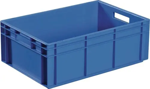 TRANSPORTSTAPELBAK L600XB400XH420MM BLAUW PP HANDGREEPOPENING ZIJWANDEN GESLOTEN