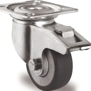 ZWENKWIEL MET TOTAALKLEM WIEL D. 100MM DRAAGVERMOGEN 100KG MET SCHROEFPLAAT KO