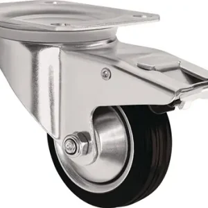 ZWENKWIEL WIEL D. 200MM DRAAGVERMOGEN 205KG MET TOTALE REM VAN MASSIEF RUBBER