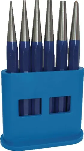SET DOORSLAGEN 6 DELIG 1-2-3-4-5 + CENTERPUNT D. 4 MM KUNSTSTOF HOUDER TECWERK