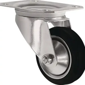 ZWENKWIEL WIEL D. 160MM DRAAGVERMOGEN 135KG MASSIEF RUBBER PLAAT L135XB110MM