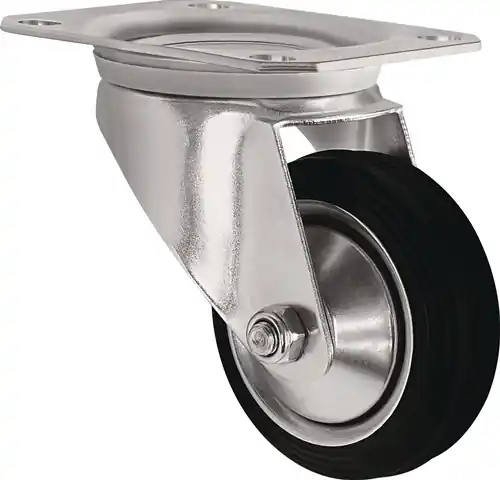 ZWENKWIEL WIEL D. 160MM DRAAGVERMOGEN 135KG MASSIEF RUBBER PLAAT L135XB110MM