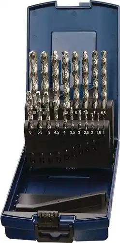 SPIRAALBORENSET DIN 338 TYPE RVS NOMINALE-D. 6-10X0,1 MM HSS-CO 41 DELIG KUNSTST