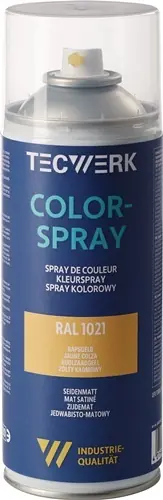 KLEURSPRAY RAAPGEEL ZIJDEMAT RAL 1021 400 ML SPUITBUS TECWERK