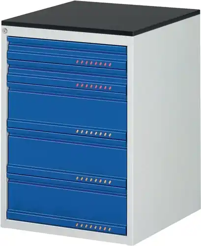 SCHUIFLADEKAST BK 650 H820XB580XD650MM LICHTGRIJS/GENTIAANBLAUW 5 LADE STANDAARD
