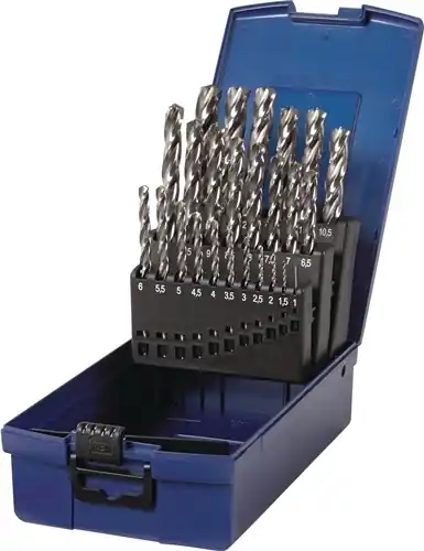 SPIRAALBOREN-SET DIN 338 TYPE N NOMINALE-Ø 1-13X0,5 MM HSS-CO5 25-DELIG KUNSTSTO