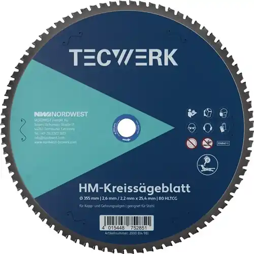 TAFEL-/VERSTEKCIRKELZAAGBLAD BUITEN-Ø 355 MM AANTAL TANDEN 80 HLTCG GAT 25,4 MM