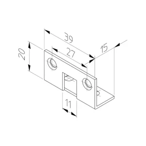 HP 7/11 HOEKSLUITPLAAT, STAAL VERZINKT 39 X 15-20MM RECHTHOEKIG, DR 1+