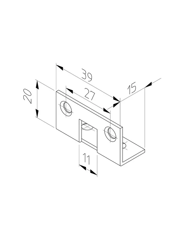 HP 7/11 HOEKSLUITPLAAT, STAAL VERZINKT 39 X 15-20MM RECHTHOEKIG, DR 1+