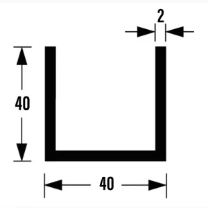 U-PROF ALU BRUTE 40X40X40X2MM 5M