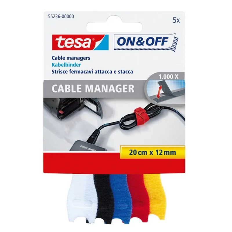 TESA® ON&OFF CABLE MANAGER SMALL 200MM X 12MM (5 PCS)