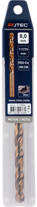 ROTEC METAALBOOR HSS-COBALT 1.0 MM METAALBOREN DIN338