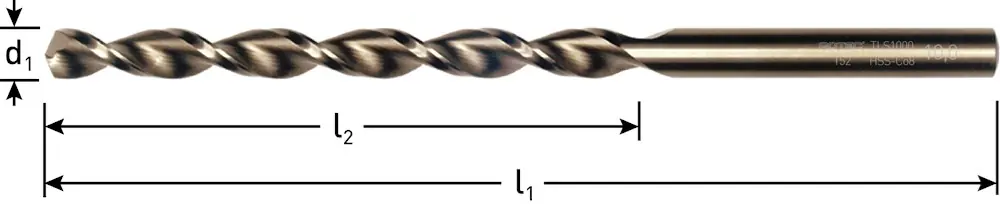 HSS-E SPIRAALBOOR, DIN 340, TYPE TLS1000, ø4,5X82X126
