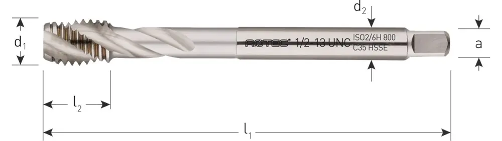 HSS-E MACHINETAP '800', BLIND, DIN 376, UNC 5/8"-11