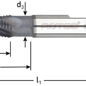 HSS-E RUWFREES, TYPE HR, DIN 844, KORT, ALCRN-GECOAT, ø25