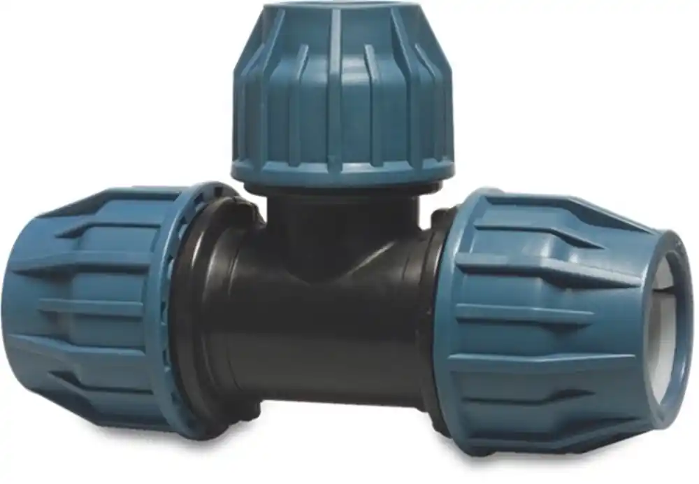 JASON VERLOOP T-STUK 90° PP 20 MM X 16 MM X 20 MM KNEL 16BAR ZWART/BLAUW DVGW/KIWA/WRAS/SVGW