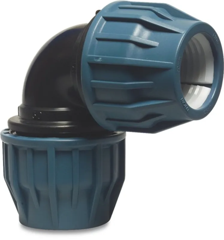 TYLEEN KNIE 90° PP 16 MM KNEL 16BAR ZWART/BLAUW DVGW/KIWA/WRAS