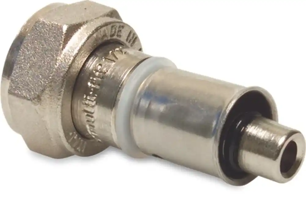 MULTI-FIT AANSLUITING MESSING VERNIKKELD 20 MM X 3/4" MULTI-FIT X WARTEL BINNENDRAAD 20BAR KIWA