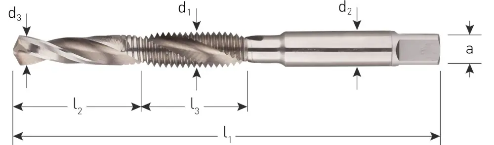 HSS-E COMBI-BOOR/TAP, DOORLOPEND, M12
