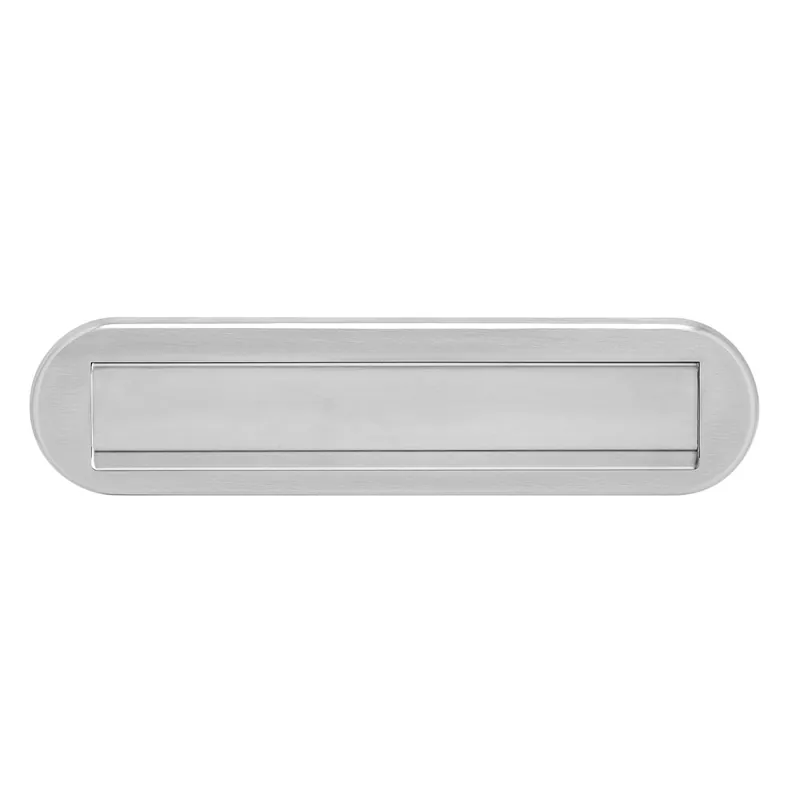 BRIEFPLAAT OVAAL 340X80MM MET KLEP/REGENRAND RVS