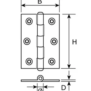 H161-40352102 / SMALSCHARNIER 40X35X1,6MM VASTE PEN MESSING