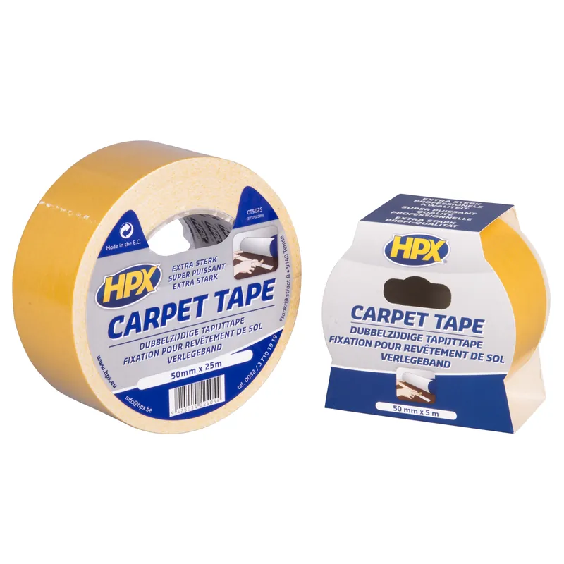HPX DUBBELZIJDIGE TAPIJTTAPE - WIT 50MM X 5M