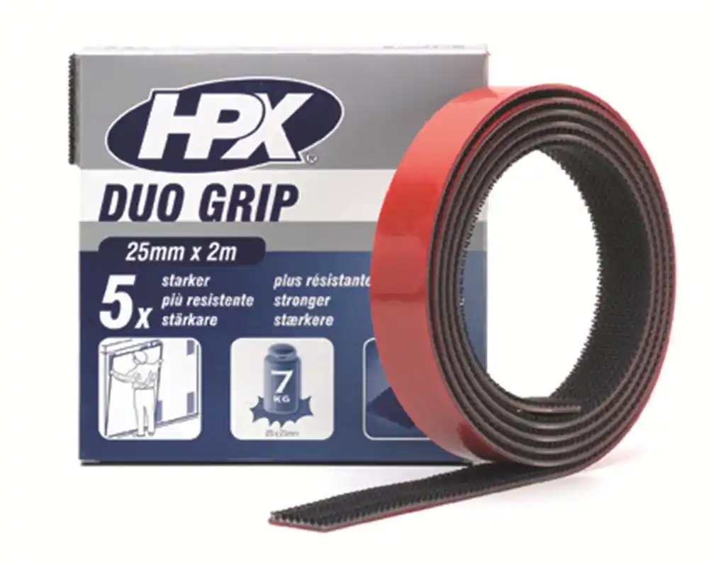 HPX DUO GRIP KLIKBAND - ZWART 25MM X 2M