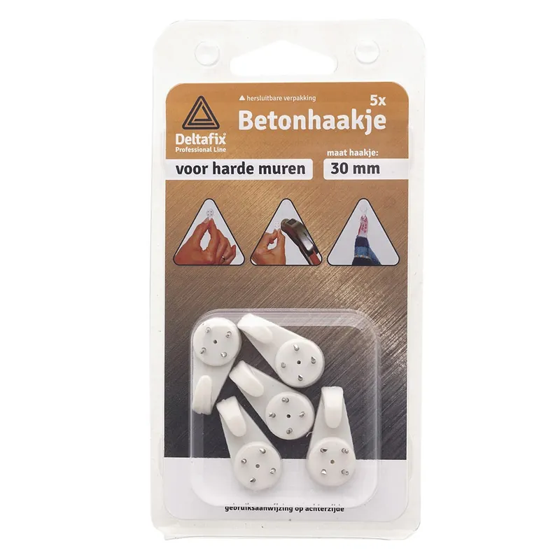 BETONHAAKJE MIDDEL WIT 30 MM 5ST