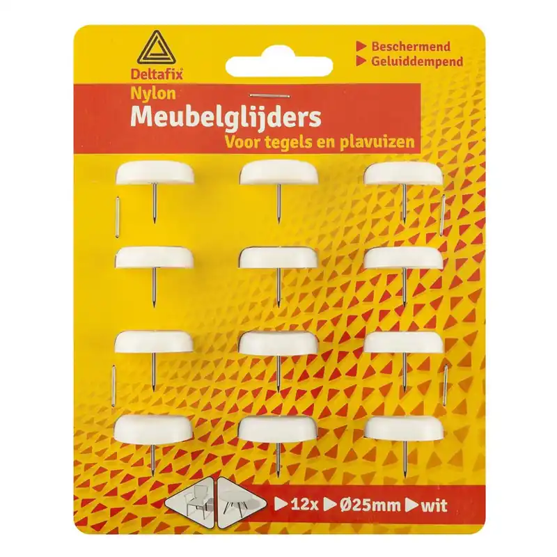 NYLONGLIJDER MET NAGEL NYLON WIT 25 MM 12ST