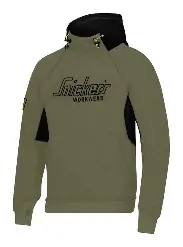 SWEATSHIRT HOODIE, OLIVE GREEN - ZWART (3204), L