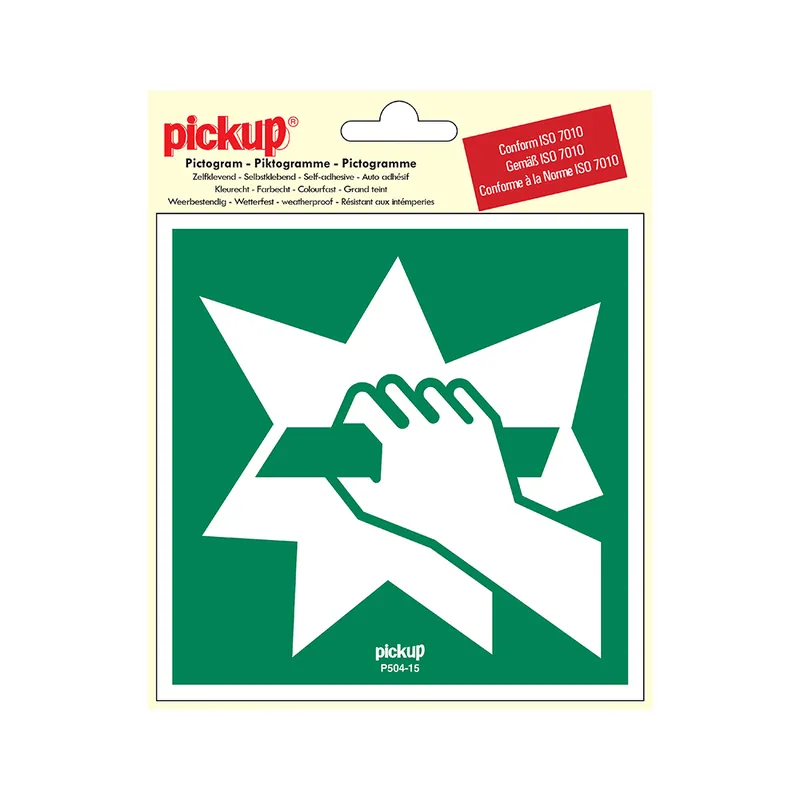 STICKER RUIT INSLAAN OM VLUCHTWEG TE PICTO 150X150 MM