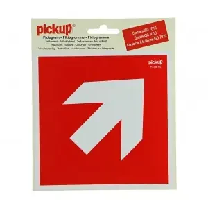STICKER ROOD MET PIJL SCHUIN PICTO 150X150 MM