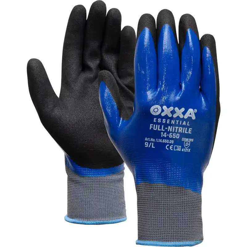 OXXA FULL-NITRILE 14-650, ZWART/BLAUW,10
