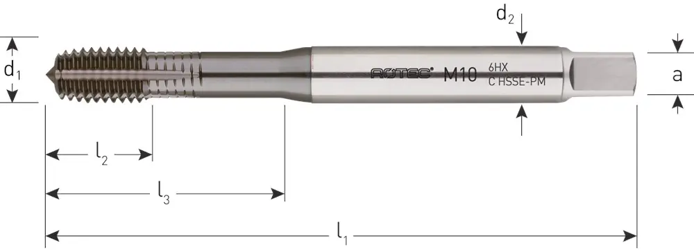 HSS-E PM ROLTAP, DIN 371, TICN-GECOAT, M6