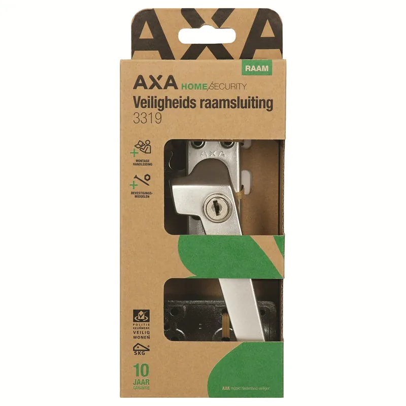 AXA RAAMSLUITING - TYPE 3319 - NAAR BUITENDRAAIEND - MET CILINDERSLOT - SKG* - RECHTS - ALUMINIUM F1