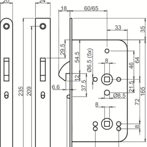 248817U2060 SCHUIFDEURSLOT, BADKAMER, DM60MM, WC72MM, KRUKGAT 8MM, VOO