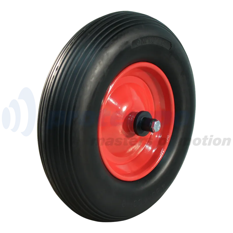 PU BAND + WIEL 4.00X8 LIJN + + 2.50AX8 ROLLAGER Ø20 NL75 STAAL ROOD