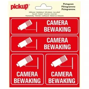 STICKER CAMERABEWAKING 150X150 MM 4 STUKS