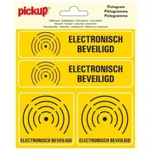 STICKER ELEKTRONISCH BEVEILIGD 150X150 MM 4 STUKS
