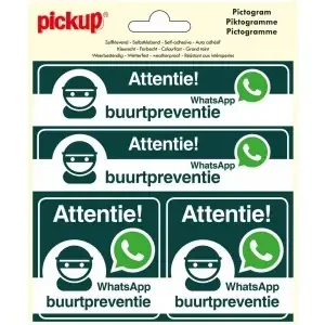STICKER WHATSAPP BUURTPREVENTIE 150X150 MM 4 STUKS