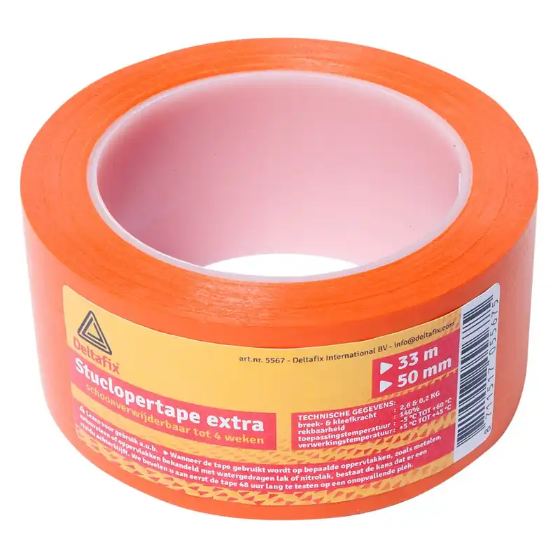 STUCLOPERTAPE EXTRA ZELFKLEVEND ORANJE 33 M X 50 MM X 0.13