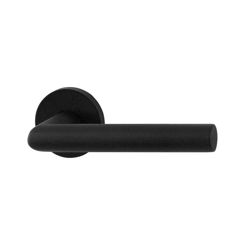 GPF810VZ ZWART STRUCTUUR L-HAAKS MODEL 19MM DEURKRUK OP ROZET 53X6MM