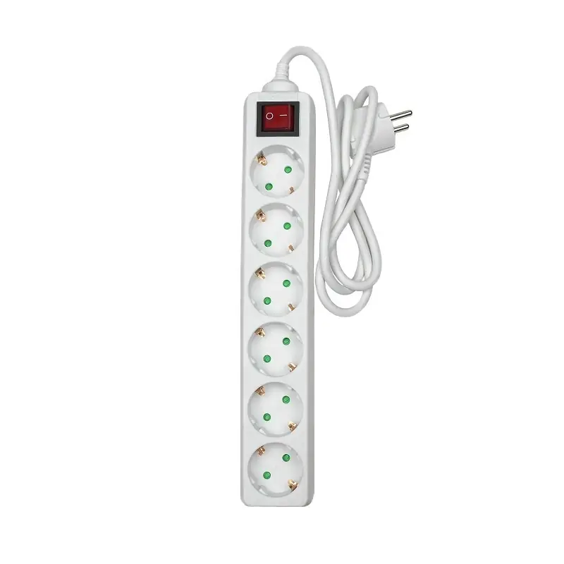 STEKKERDOOS 6 VOUDIG MET KNOP 3,0M 3X1Q WIT