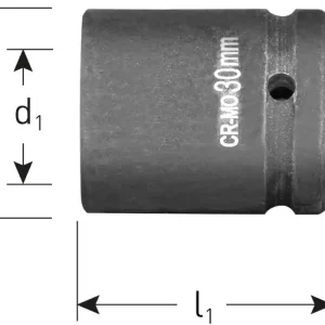 KRACHTDOP, BINNENVIERKANT 3/4", KORT, L=50, SW 22